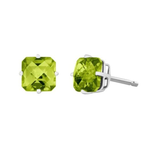 Octagon Peridot Stud Earrings