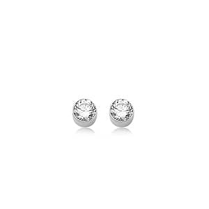 White Gold and CZ Stud Earrings