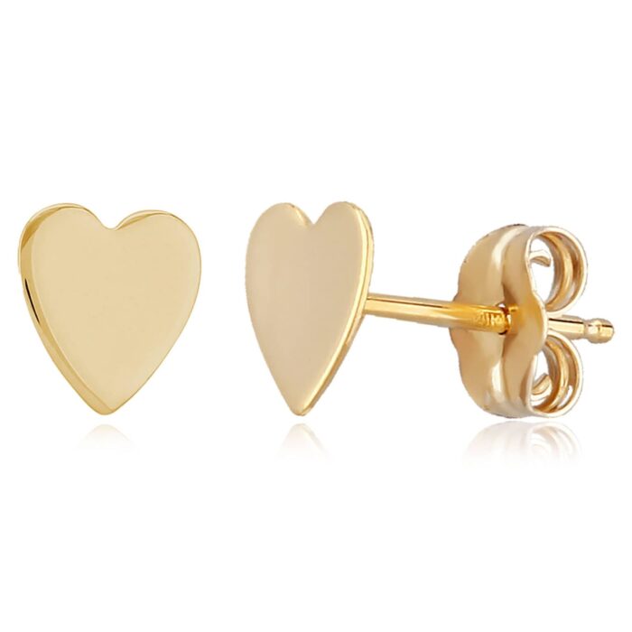 Flat Heart Stud Earrings