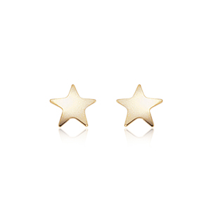 Yellow Gold Star Stud Earrings