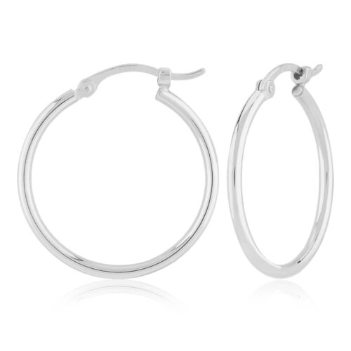 14 Karat White Gold Hoop Earrings