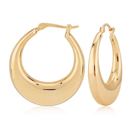 Yellow Gold Tapered Hoop Earrings