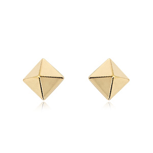 Yellow Gold Pyramid Post Earring