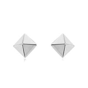White Gold Pyramid Post Earring
