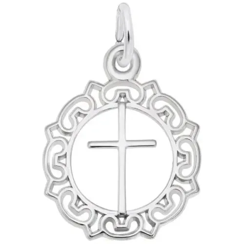 Cross with Ornate Border Charm