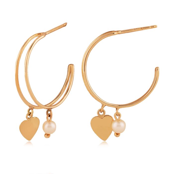 Double Wire Hoop with Heart Earrings