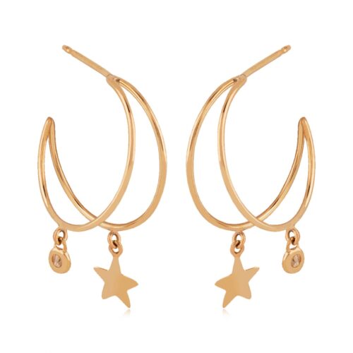 Double Wire with Star Hoop Earrings