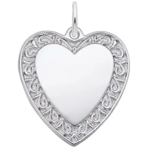 Silver Scrolled Heart Charm