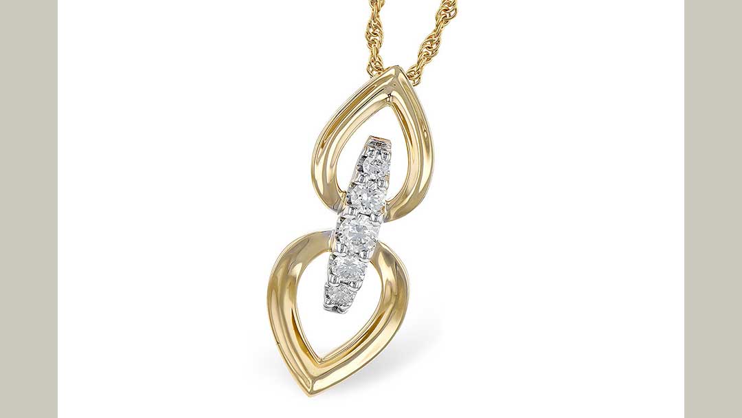 14k yellow gold diamond pendant necklace