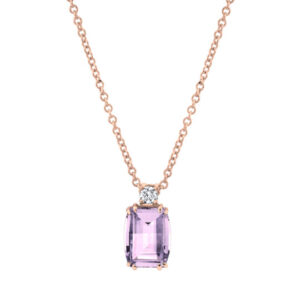 Rose Gold Amethyst and Daimond Necklace