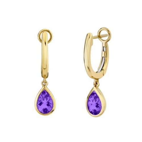 Yellow Gold Amethyst Huggee Earrings