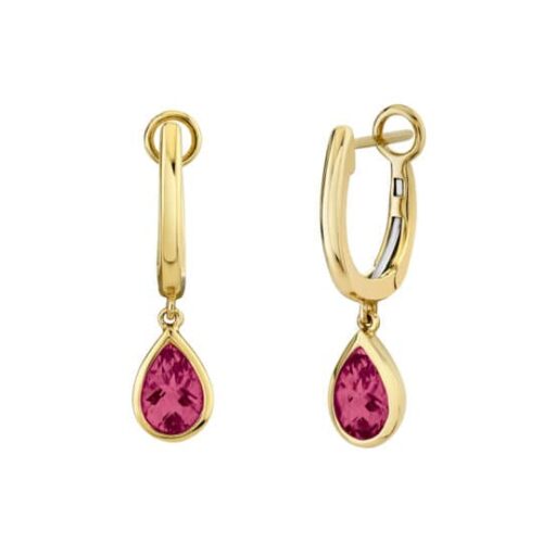 Yellow Gold Garnet Drop Earrings