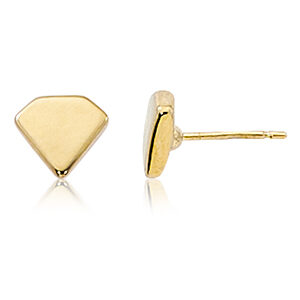 14 Karat Yellow Gold Diamond Shaped Stud Earring