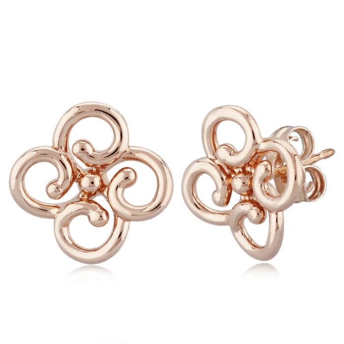 Swirly Rose Gold Stud Earrings