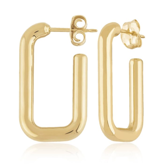 Rounded Rectangle J Hoop Earrings