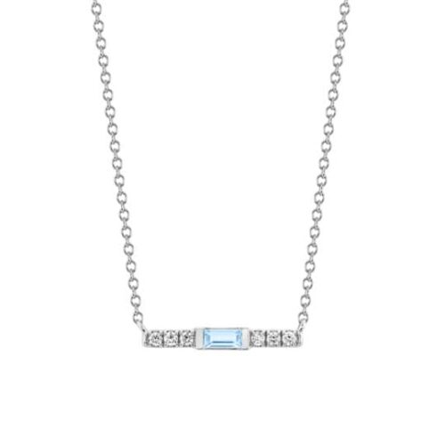 Aquamarine and Diamond Bar Necklace