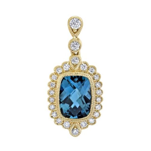 Blue Topaz and Diamond Pendant