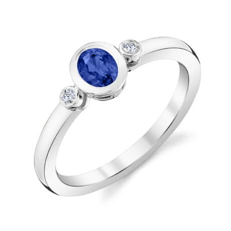 Bezel Set Sapphire and Diamond Ring