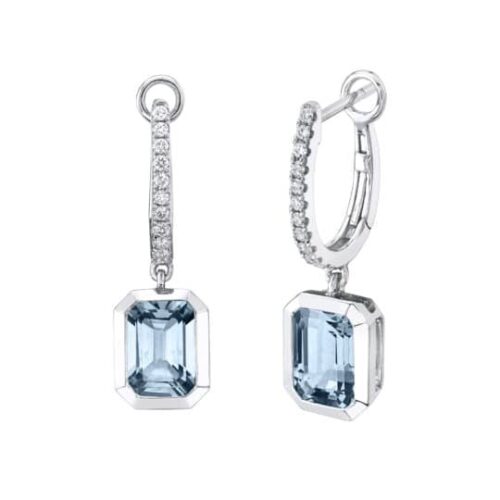Aquamarine and Diamond Lever Back Earrings