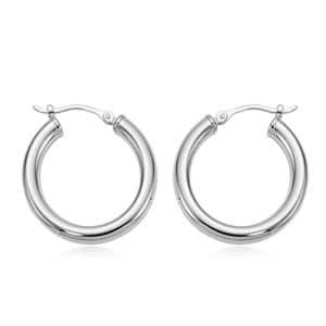 Silver Tube Hoop Earrings