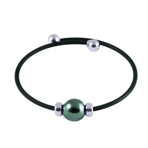 Sterling Silver Rubber Tahitian Pearl Bracelet