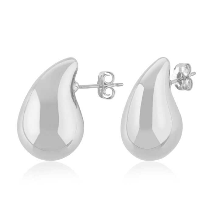 Silver Tear Drop Stud Earrings