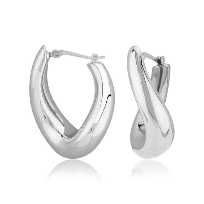 Silver Twisted Hoops