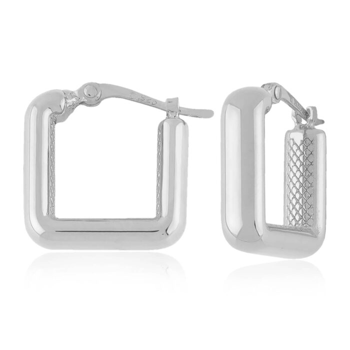 Square Silver Hoop Earrings