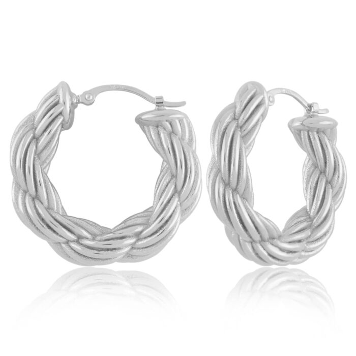 Silver Rope Style Hoops