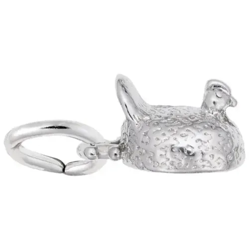 Silver Chicken Charm