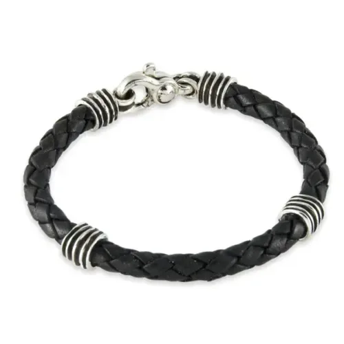 Leather and Sterling Silver Bracelet