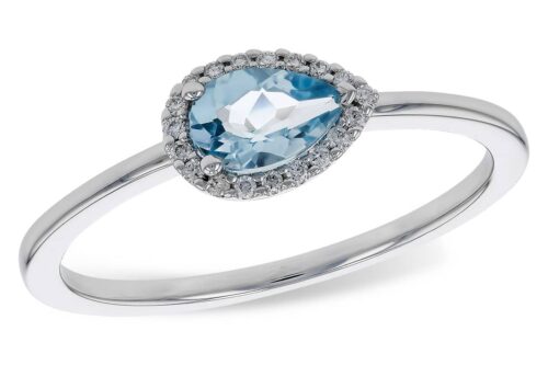 Aquamarine and Diamond Halo Ring