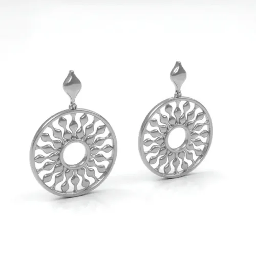 Silver Radial Pattern Earrings