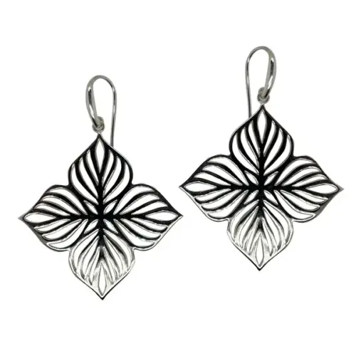 Medium Silver Flower Earrings