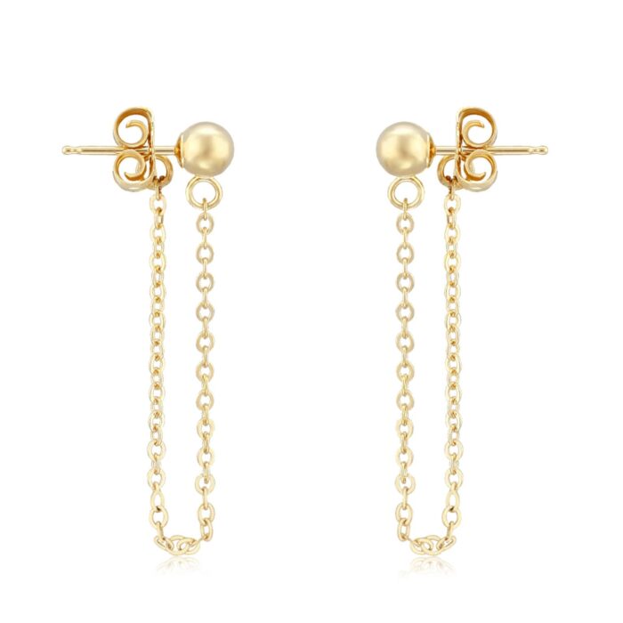 Ball Stud Earring with Chain