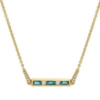 Bar Pendant with London Blue Topaz and Diamonds