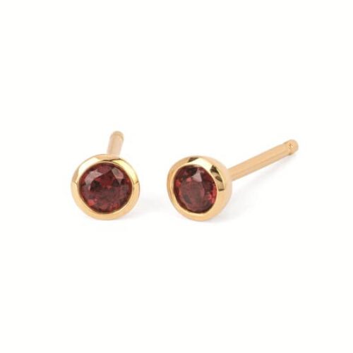 Bezel Set Garnet Studs