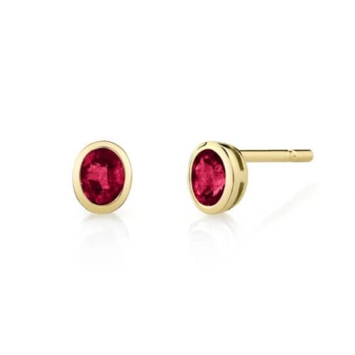 Bezel Set Oval Ruby Earrings