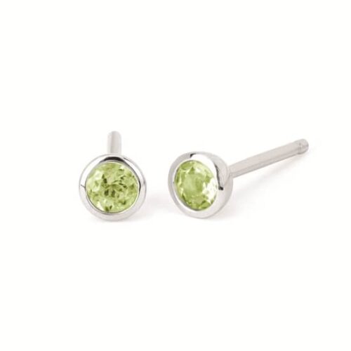 Bezel Set Peridot Stud Earrings