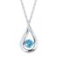 Silver teardrop pendant with a blue gemstone on a delicate chain. (informative)