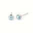 Silver stud earrings with round light-blue gemstones set in bezel settings, pairs shown side by side.