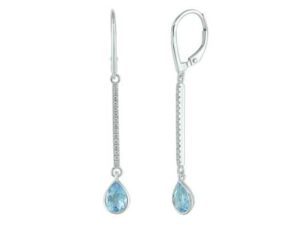 Blue Topaz and Diamond Long Drop Earring