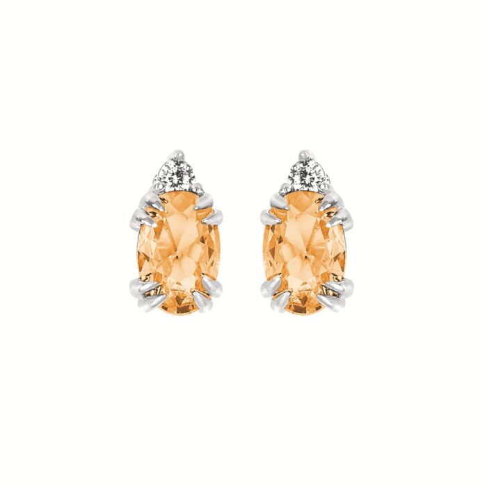 Citrine and Diamond Studs