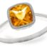 Cushion-Cut Citrine Ring with Milgrain Bezel