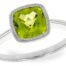 Cushion-Cut Peridot Ring with Milgrain Bezel