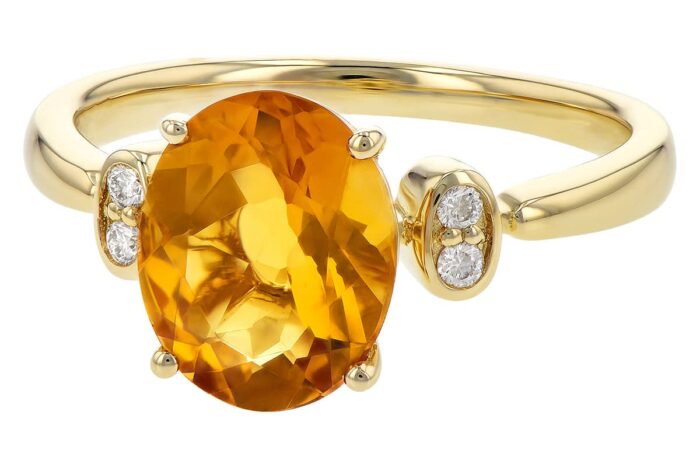 Oval Citrine and Diamond Ring