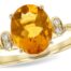 Oval Citrine and Diamond Ring