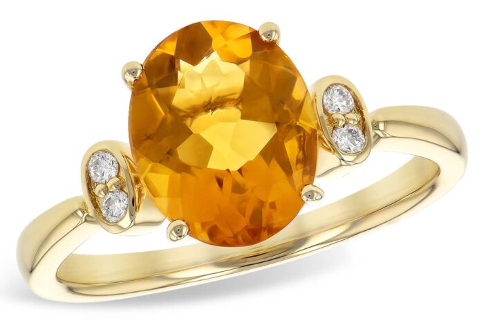 Oval Citrine and Diamond Ring