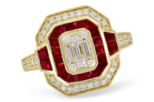 Yellow Gold Diamond and Ruby Ring