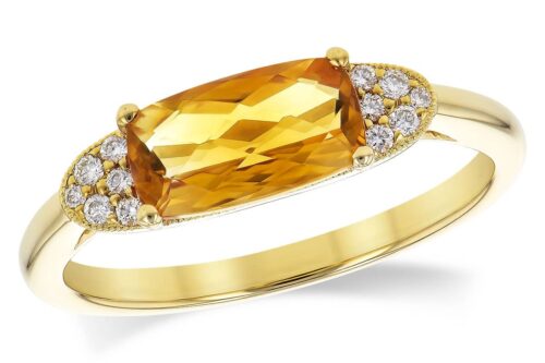 Cushion Cut Citrine and Diamond Ring